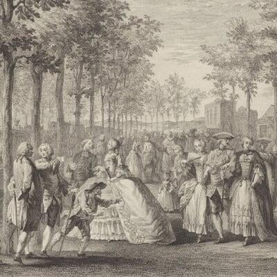 Promenade des Remparts | naar Augustin de Saint-Aubin | ca. 1761 | Rijksmuseum Amsterdam | inv. RP-P-OB-42.959